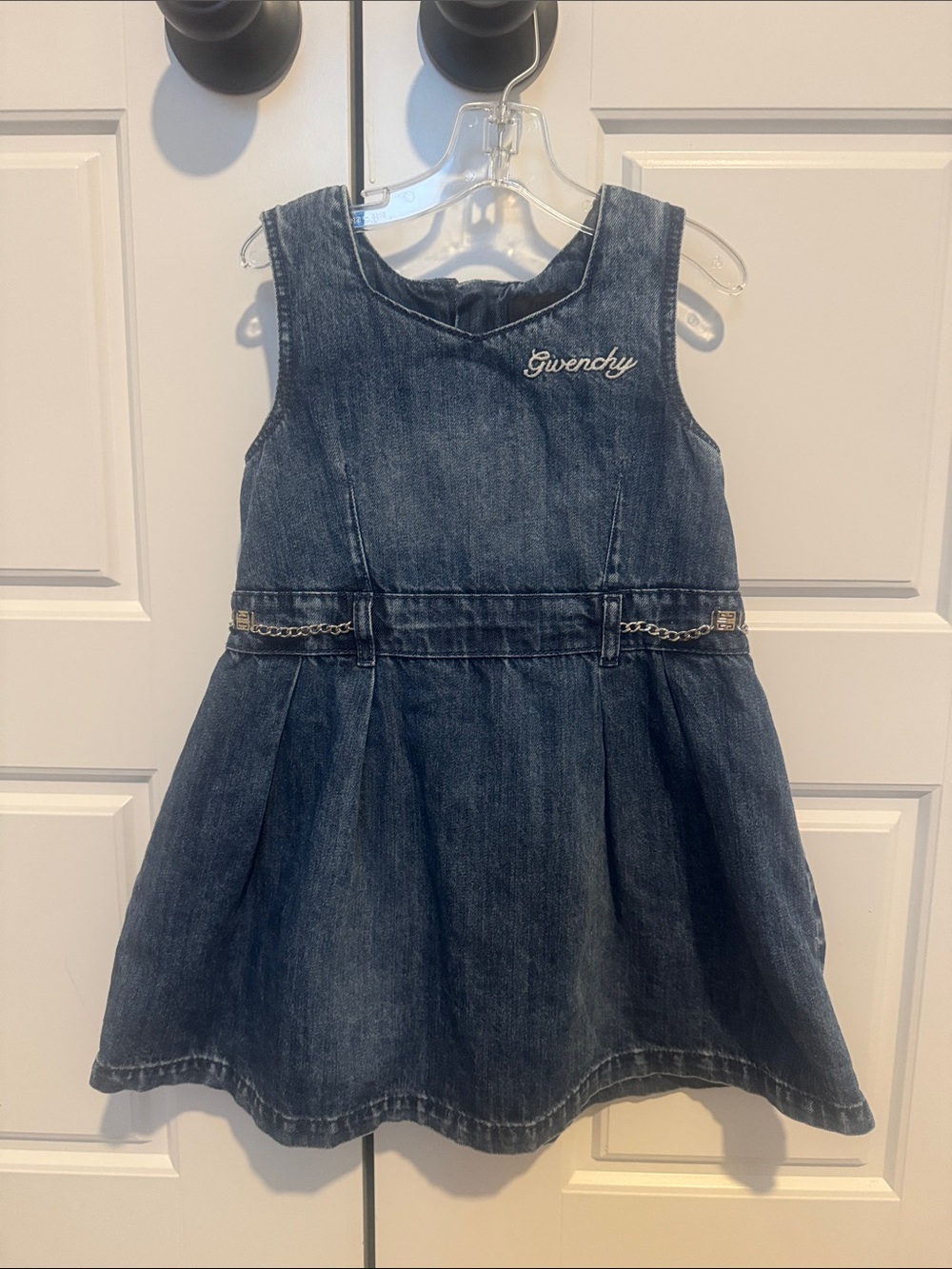 Givenchy Dark Blue Denim Girls Dress with Chain Accent